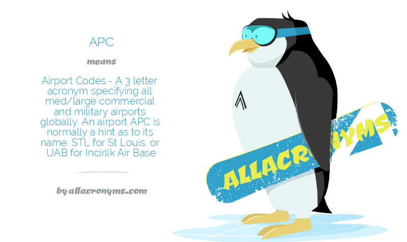apc abbreviation stands for airport codes a 3 letter acronym 3 letter acronym